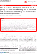 Cover page: Loss of Niemann Pick type C proteins 1 and 2 greatly enhances HIV infectivity and is associated with accumulation of HIV Gag and cholesterol in late endosomes/lysosomes.