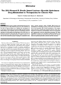 Cover page: The 2014 Bernard B. Brodie Award Lecture—Epoxide Hydrolases: Drug Metabolism to Therapeutics for Chronic Pain