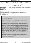 Cover page: Structured Communication: Teaching Delivery of Difficult News with Simulated Resuscitations in an Emergency Medicine Clerkship