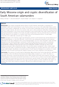 Cover page: Early Miocene origin and cryptic diversification of South American salamanders