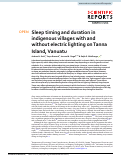 Cover page: Sleep timing and duration in indigenous villages with and without electric lighting on Tanna Island, Vanuatu