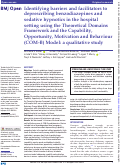 Cover page: Identifying barriers and facilitators to deprescribing benzodiazepines and sedative hypnotics in the hospital setting using the Theoretical Domains Framework and the Capability, Opportunity, Motivation and Behaviour (COM-B) Model: a qualitative study.