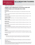 Cover page: Validation of the Fertility Norms Scale and Association with Fertility Intention and Contraceptive Use in India.