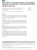 Cover page: Molecular Level Characterization of Circulating Aquaporin-4 Antibodies in Neuromyelitis Optica Spectrum Disorder