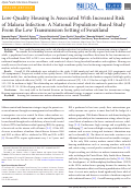 Cover page: Low-quality housing is associated with increased risk of malaria infection: a national population-based study from the low transmission setting of Swaziland