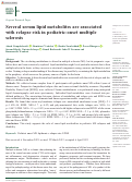 Cover page: Several serum lipid metabolites are associated with relapse risk in pediatric-onset multiple sclerosis.