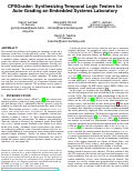 Cover page: CPSGrader: Synthesizing Temporal Logic Testers for Auto-Grading an Embedded Systems Laboratory