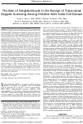 Cover page: The Role of Neighborhoods in the Receipt of Transcranial Doppler Screening Among Children With Sickle Cell Disease