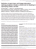 Cover page: Definition of germ layer cell lineage alternative splicing programs reveals a critical role for Quaking in specifying cardiac cell fate.