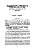 Cover page: An Exclusionary Labor Regime under Pressure: The Changes in Labor Relations in the Republic of Korea Since Mid-1987