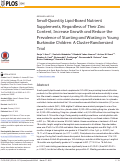 Cover page: Small-quantity lipid-based nutrient supplements, regardless of their zinc content, increase growth and reduce the prevalence of stunting and wasting in young burkinabe children: a cluster-randomized trial.