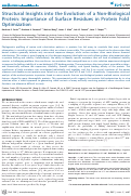 Cover page: Structural Insights into the Evolution of a Non-Biological Protein: Importance of Surface Residues in Protein Fold Optimization