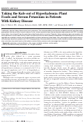 Cover page: Taking the Kale out of Hyperkalemia: Plant Foods and Serum Potassium in Patients With Kidney Disease