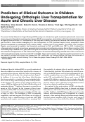 Cover page: Predictors of clinical outcome in children undergoing orthotopic liver transplantation for acute and chronic liver disease