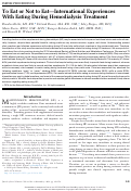 Cover page: To Eat or Not to Eat—International Experiences With Eating During Hemodialysis Treatment