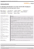 Cover page: Evaluating determinants of receipt of molecular imaging in biochemical recurrent prostate cancer.