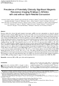 Cover page: Prevalence of Potentially Clinically Significant Magnetic Resonance Imaging Findings in Athletes with and without Sport-Related Concussion