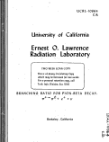 Cover page: BRANCHING RATIO FOR PION-EETA DECAY: n+-&gt; n| + e+ + v