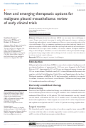 Cover page: New and emerging therapeutic options for malignant pleural mesothelioma: review of early clinical trials