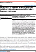 Cover page: Differences in regional brain structure in toddlers with autism are related to future language outcomes.