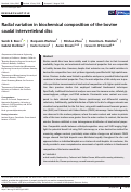 Cover page: Radial variation in biochemical composition of the bovine caudal intervertebral disc.