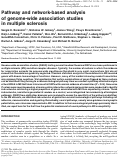 Cover page: Pathway and network-based analysis of genome-wide association studies in multiple sclerosis