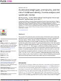 Cover page: Accelerated weight gain, prematurity, and the risk of childhood obesity: A meta-analysis and systematic review.