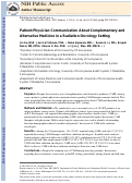 Cover page: Patient-physician communication about complementary and alternative medicine in a radiation oncology setting.