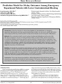 Cover page: Prediction Model for 30-day Outcomes Among Emergency Department Patients with Lower Gastrointestinal Bleeding