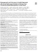 Cover page: Management and Outcomes of Adults Diagnosed with Acute Pulmonary Embolism in Primary Care: Community-Based Retrospective Cohort Study.