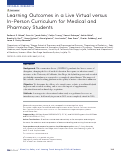 Cover page: Learning Outcomes in a Live Virtual versus In-Person Curriculum for Medical and Pharmacy Students