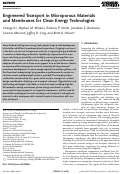 Cover page: Engineered Transport in Microporous Materials and Membranes for Clean Energy Technologies