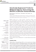 Cover page: Genetically Engineered T-Cells for Malignant Glioma: Overcoming the Barriers to Effective Immunotherapy