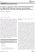 Cover page: Prevention of Aggression, Violence, and Mental Health Problems in Childhood and Adolescence: Innovative and Sustainable Approaches from Around the World: Introduction and Overview