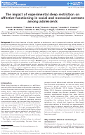 Cover page: The impact of experimental sleep restriction on affective functioning in social and nonsocial contexts among adolescents