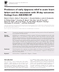 Cover page: Predictors of early dyspnoea relief in acute heart failure and the association with 30‐day outcomes: findings from ASCEND‐HF