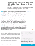 Cover page: Psychosocial Adjustment in School-age Girls With a Family History of Breast Cancer