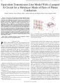 Cover page: Equivalent Transmission Line Model with a Lumped X-Circuit for a Metalayer Made of Pairs of Planar Conductors