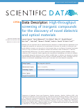 Cover page: High-throughput screening of inorganic compounds for the discovery of novel dielectric and optical materials