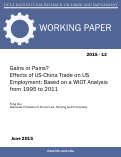 Cover page: Gains or Pains?-- Effects of US-China Trade on US Employment: Based on a WIOT Analysis from 1995 to 2011