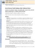 Cover page: Acute seizures predict epilepsy after childhood stroke.