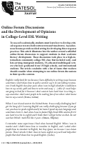 Cover page: Online Forum Discussions and the Development of Opinions in College-Level ESL Writing