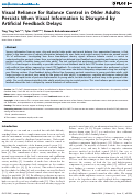 Cover page: Visual Reliance for Balance Control in Older Adults Persists When Visual Information Is Disrupted by Artificial Feedback Delays