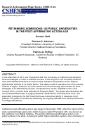 Cover page of Rethinking Admissions: US Public Universities in the Post-Affirmative Action Age