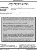 Cover page: Impact of a Teaching Service on Emergency Department Throughput