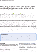 Cover page: CREST in the Nucleus Accumbens Core Regulates Cocaine Conditioned Place Preference, Cocaine-Seeking Behavior, and Synaptic Plasticity