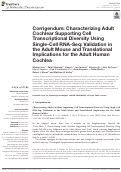 Cover page: Corrigendum: Characterizing Adult Cochlear Supporting Cell Transcriptional Diversity Using Single-Cell RNA-Seq: Validation in the Adult Mouse and Translational Implications for the Adult Human Cochlea.