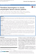 Cover page: Fibroblast bioenergetics to classify amyotrophic lateral sclerosis patients.