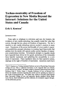 Cover page: Techno-neutrality of Freedom of Expression in New Media Beyond the Internet: Solutions for the United States and Canada