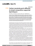 Cover page: Carbon nanotube porin diffusion in mixed composition supported lipid bilayers.